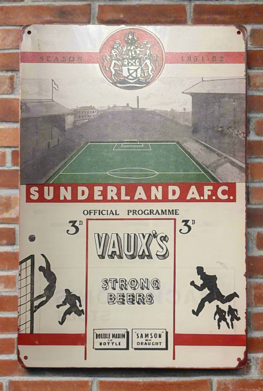 Vintage Sunderland A.F.C. Official Programme Metal Sign – 1951-52 Season