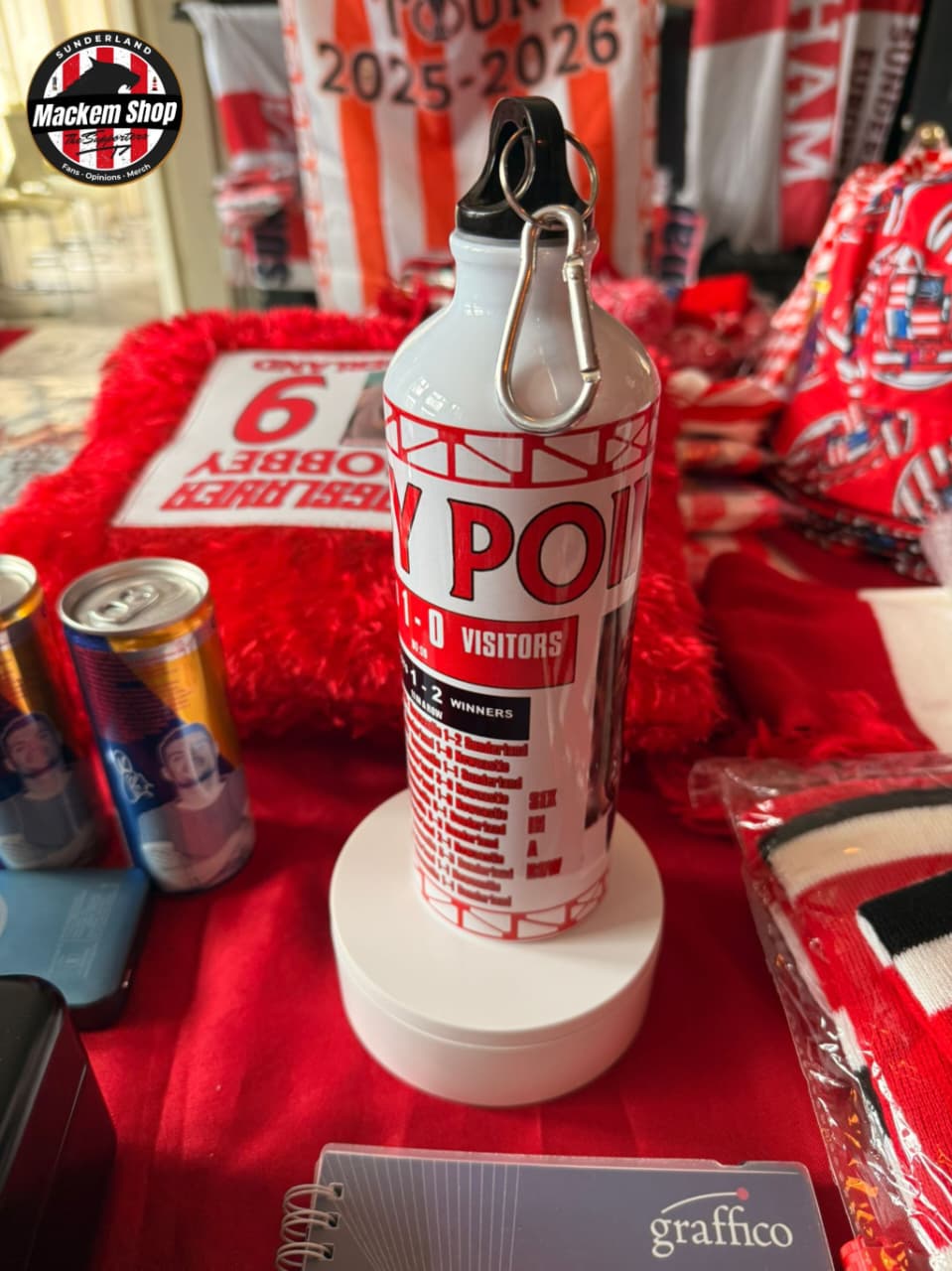 Six Easy Points water bottle by MackemShop with Euro edition graphics.