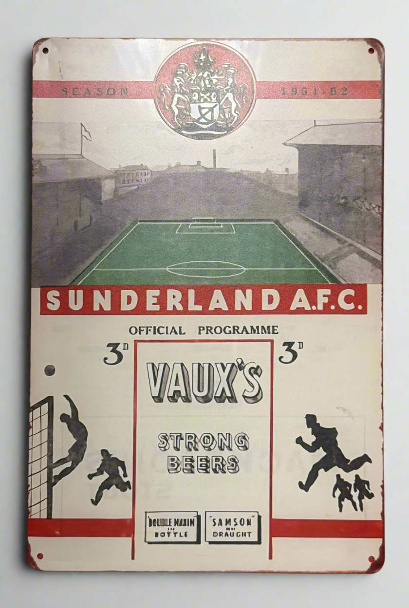 Vintage Sunderland A.F.C. Official Programme Metal Sign – 1951-52 Season