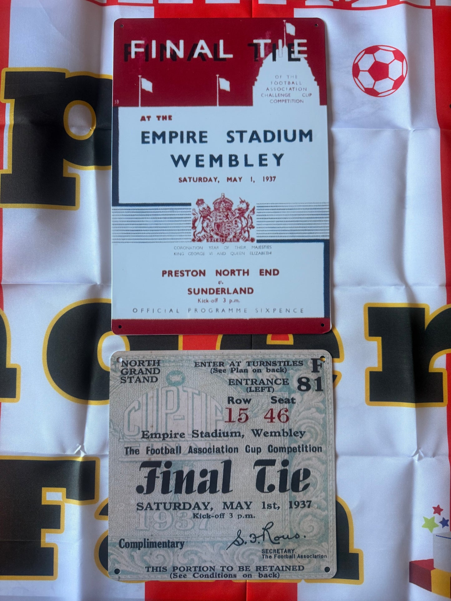 1937 FA Cup Final Ticket – Vintage Metal Wall Sign