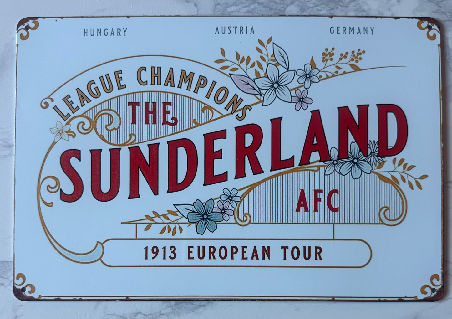 Sunderland 1913 European Tour Metal Sign – Vintage Football Heritage
30cm x 20cm