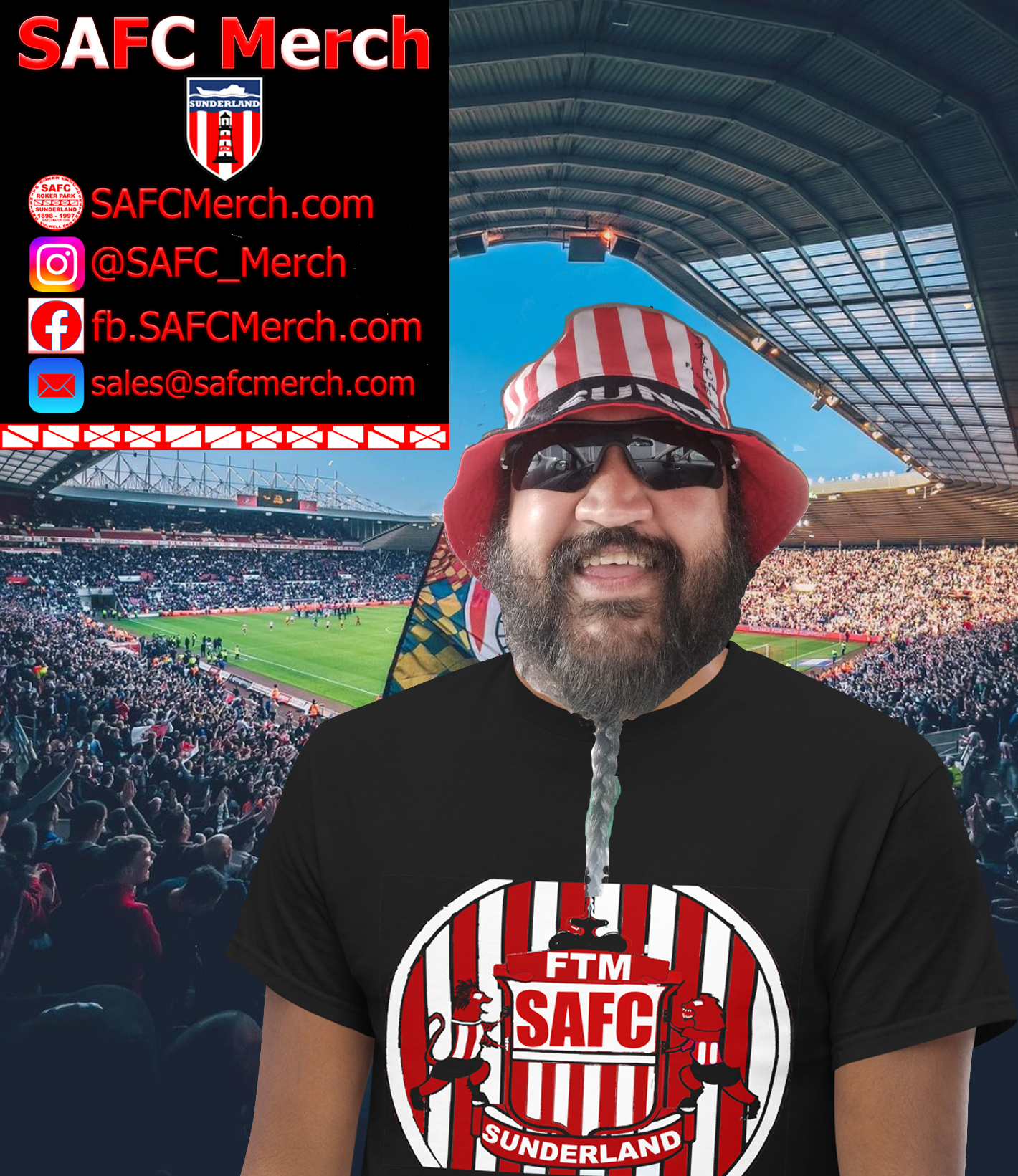 Limited Edition Sunderland 1973 FA Cup Winners Porterfield Reversible Bucket Hat – 100% Cotton