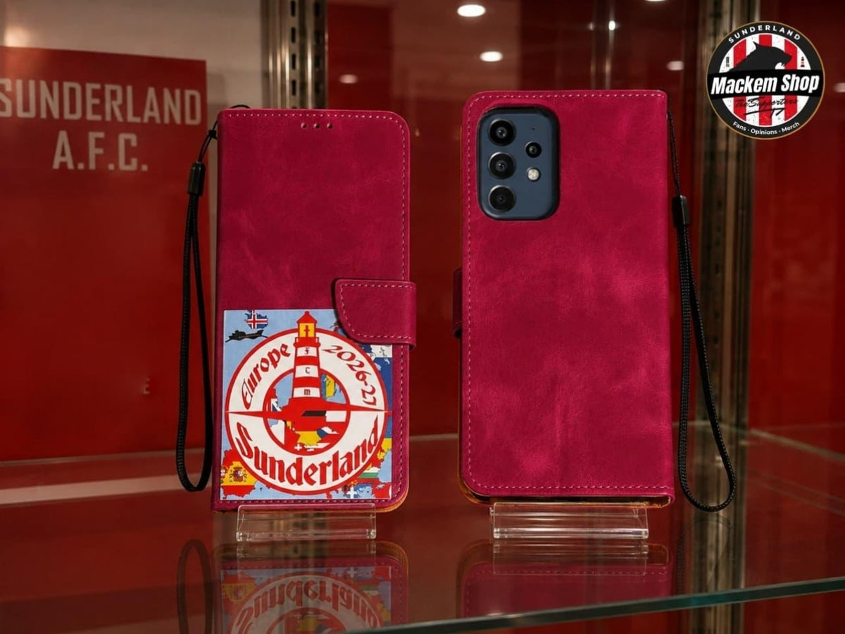 Sunderland Europe 2026-27 Red Samsung A53 Flip Style Phone Case by Mackemshop.