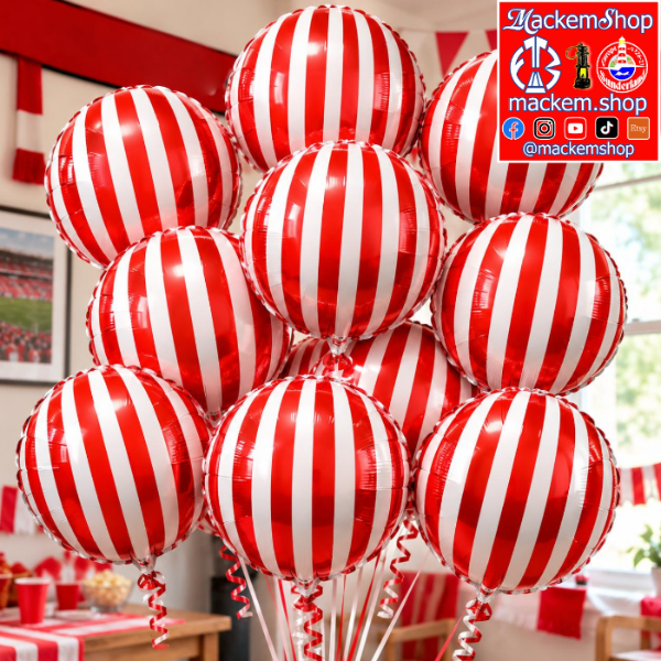 Sunderland Red & White Striped Foil Balloons | MackemShop Exclusive