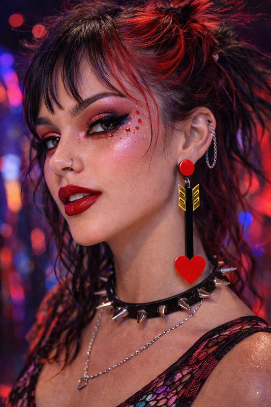 MackemLass Red Heart Arrow Drop Earrings
