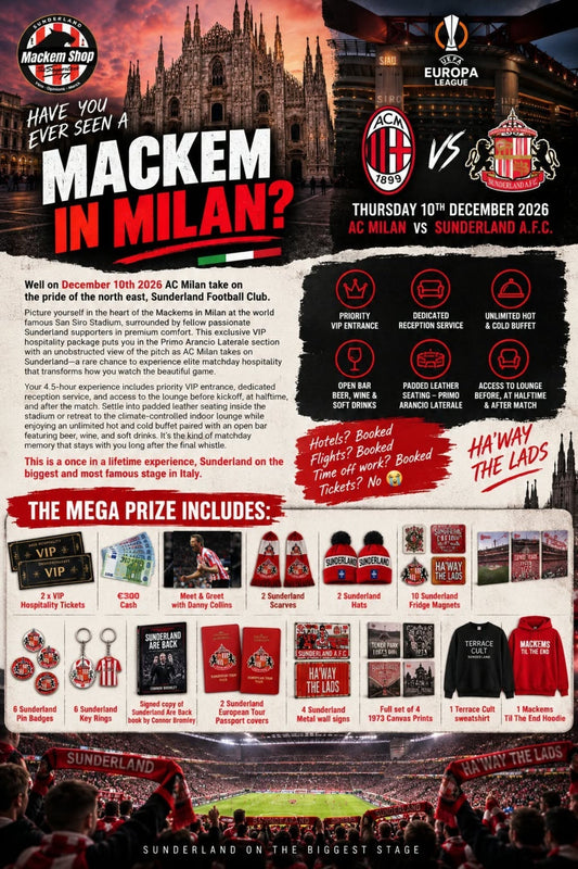 Win 2 VIP tickets for AC Milan V Sunderland, €300 & a huge merch haul