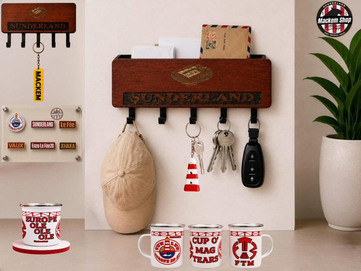 Sunderland AFC inspired Keyrings, Mugs and pin badges, with many other accessories.