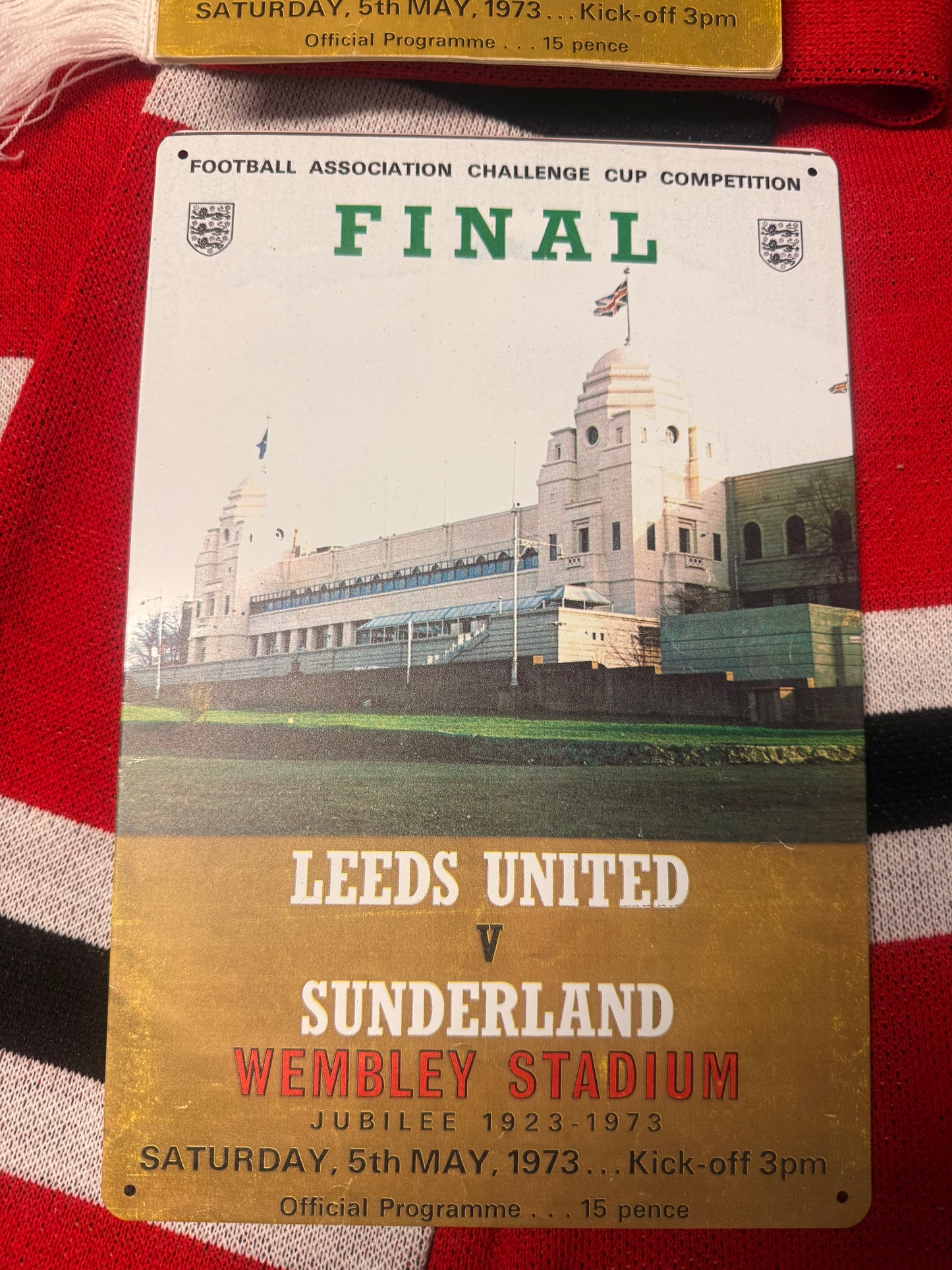 1973 FA Cup Final Sunderland V Leeds Metal Sign
