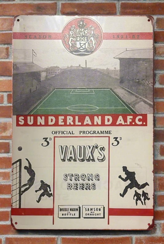 Vintage Sunderland A.F.C. Official Programme Metal Sign – 1951-52 Season