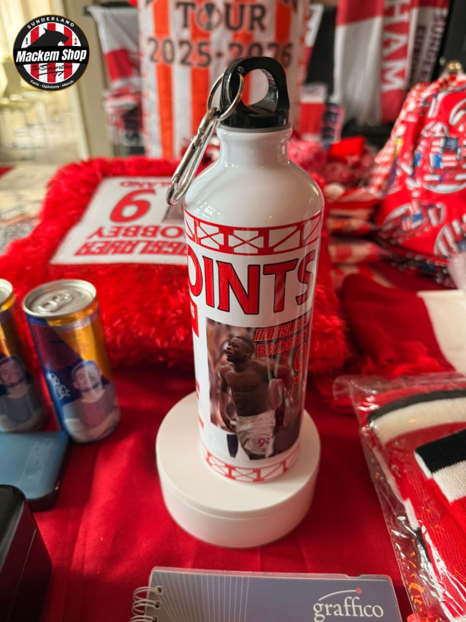 Brian Brobbey Shirtless celebration on Six easy points Euro edition water bottle by MackemShop.