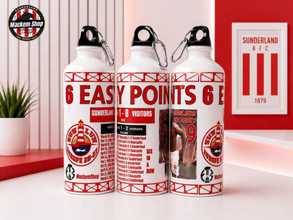 6 Easy Points – Euro Edition 750ml reusable Sunderland water bottle with exclusive MackemShop design.