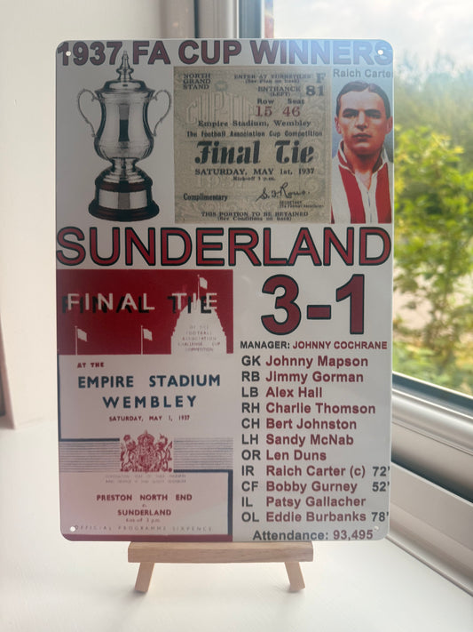 1937 Sunderland AFC FA Cup Winners – Commemorative Wall Sign