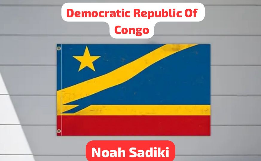 Flag of the Democratic Republic of Congo with 'Noah Sadiki' text below