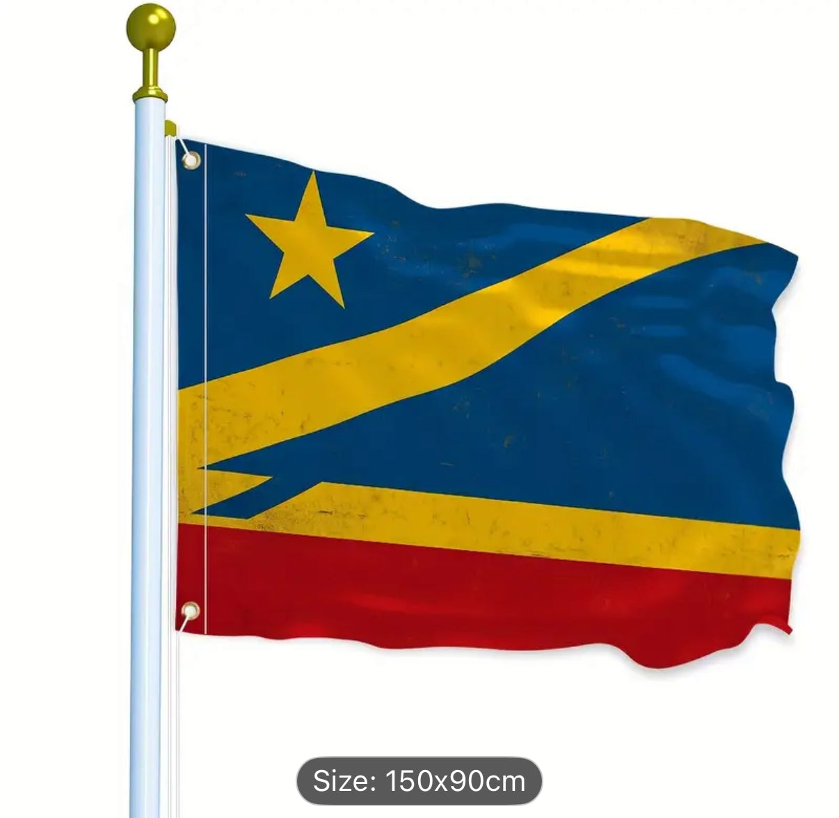 Flag of the Democratic Republic of Congo with a yellow star on a blue and red background
