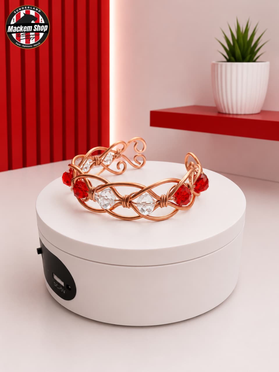 Handmade Sunderland AFC Colours Glass Bead Bracelet | Red & White By MackemShop.