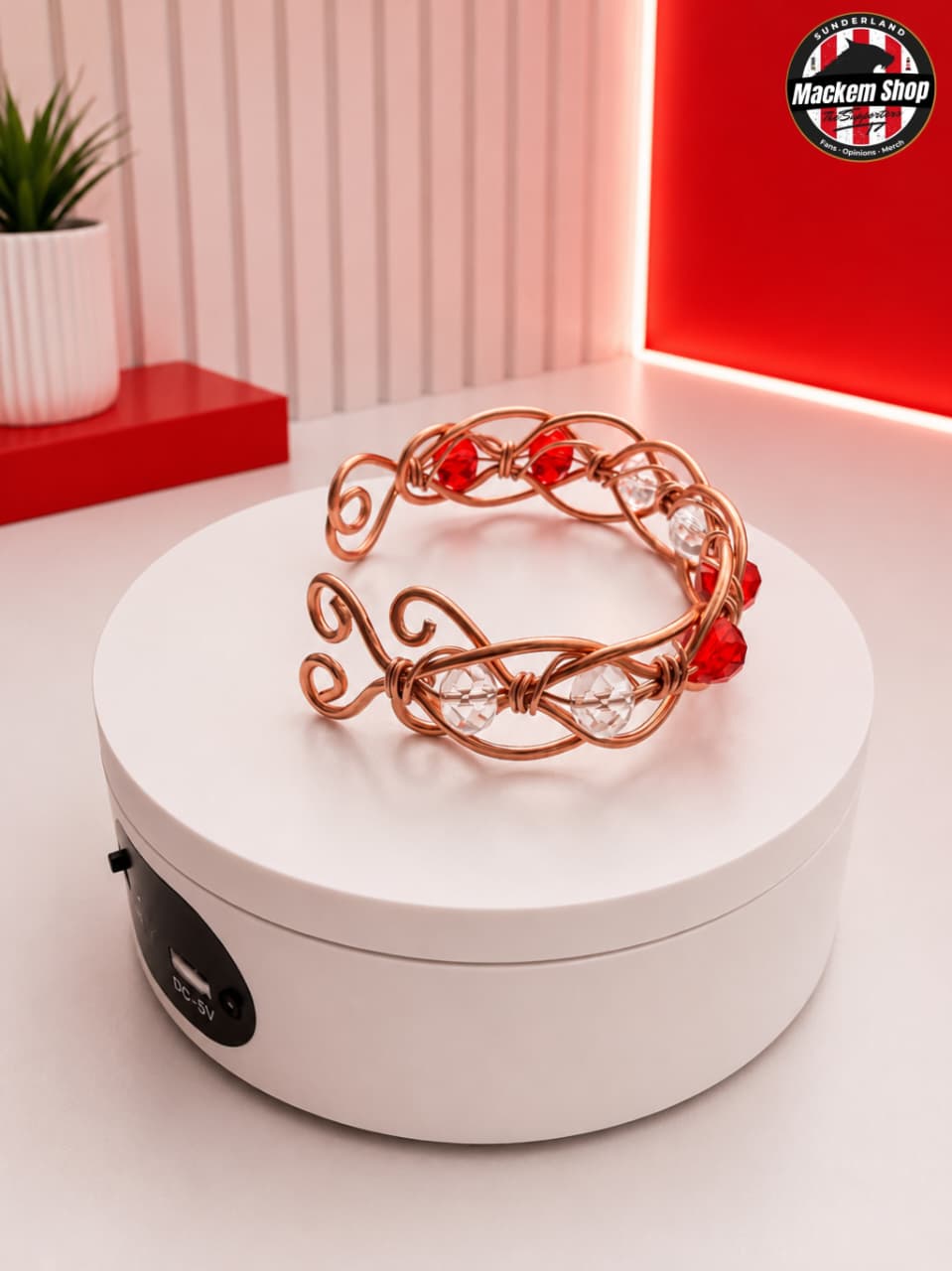 Handmade Sunderland AFC Colours Glass Bead Bracelet | Red & White by MackemShop