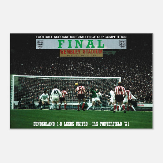 Football match poster for the FA Challenge Cup Final at Wembley Stadium
