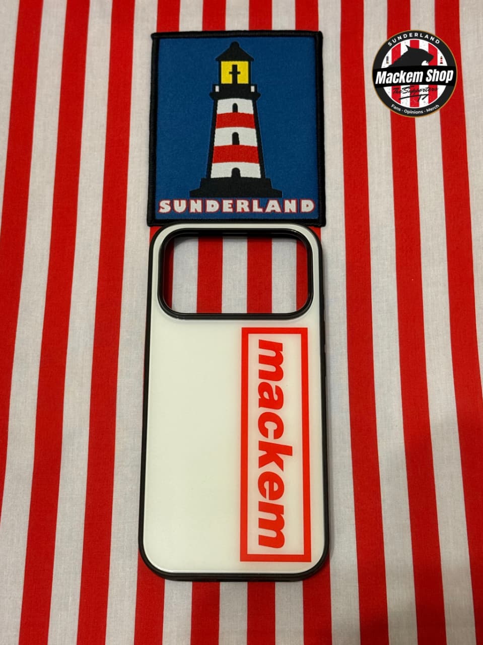 Phone case with "Mackem" Branding on it by Mackem Shop