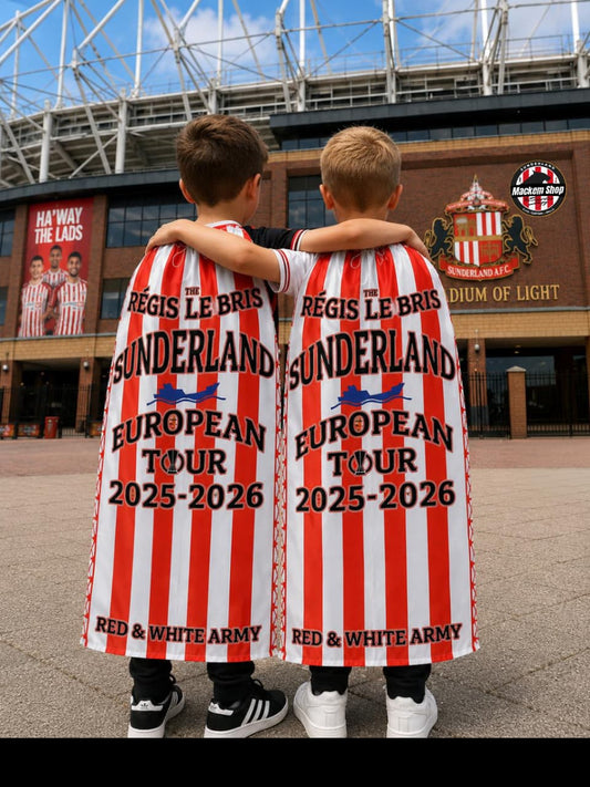 Régis Le Bris European Tour Flag Cape – Red & White Army Edition (100cm x 60cm) | MackemShop Exclusive