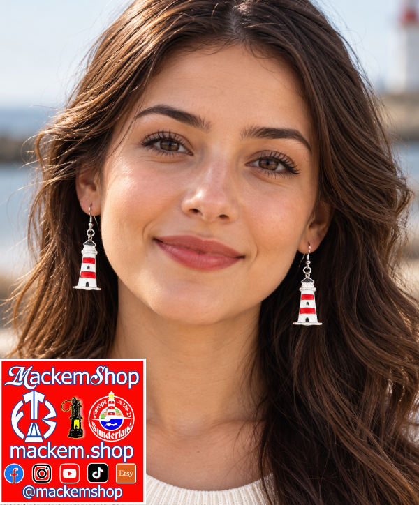 Roker Lighthouse Hand-Painted Earrings | MackemShop Exclusive