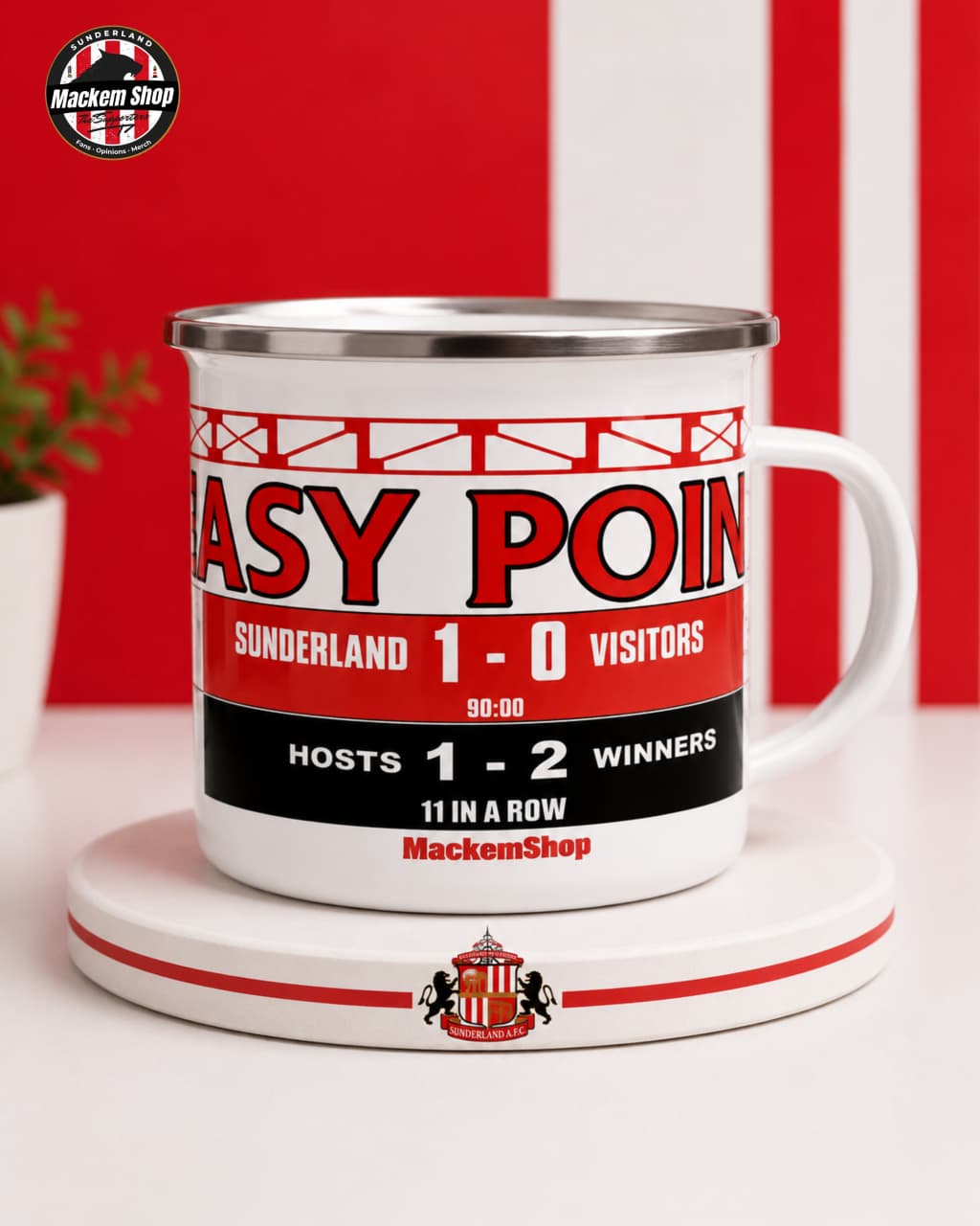 Six Easy Points – European Tour Edition Enamel Mug , 11 in a row by MackemShop
