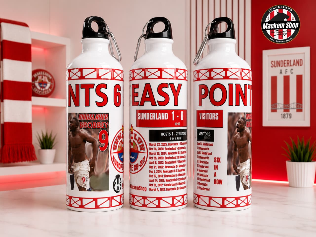 Sunderland Six Easy Points – Euro Edition water bottle celebrating the club's European Tour.