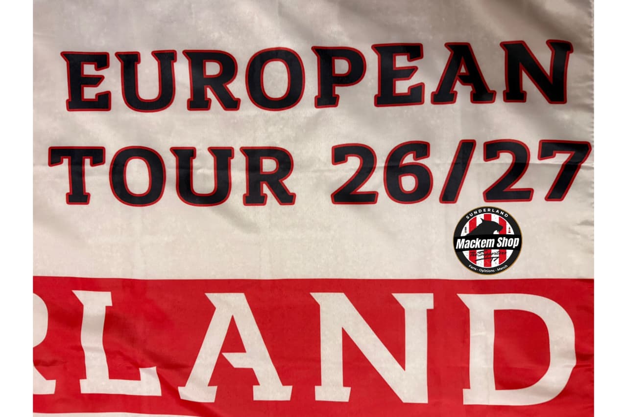 European tour text on a flag by MackemShop.