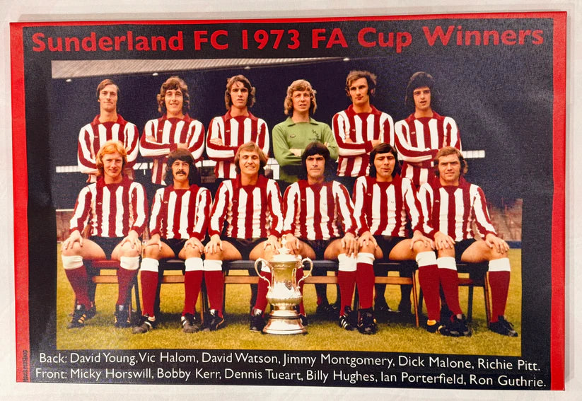 Sunderland FC 1973 FA Cup Winners team photo with trophy