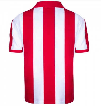 Red and white striped shirt on a white background