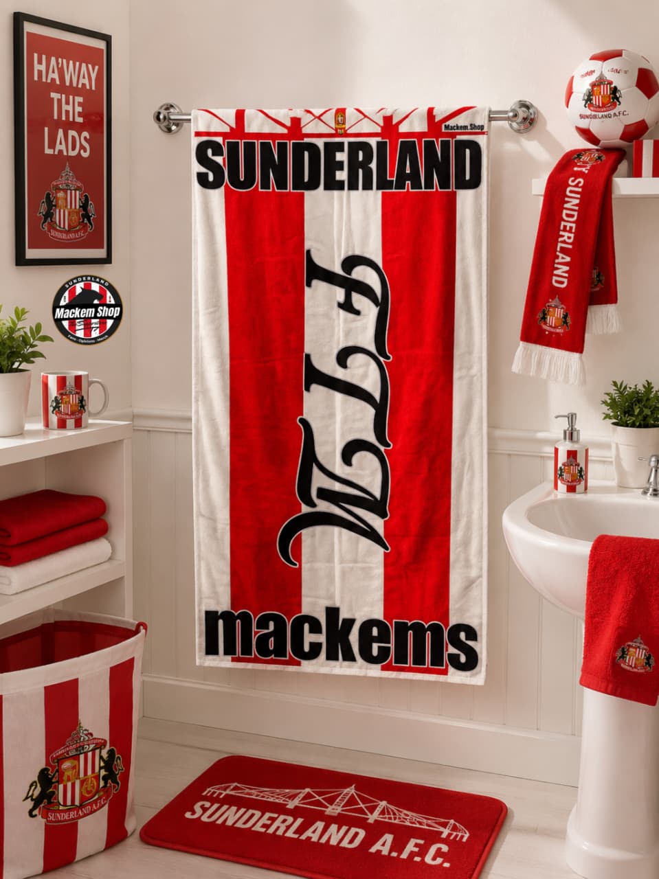 Sunderland AFC themed beach towel by mackemshop.
