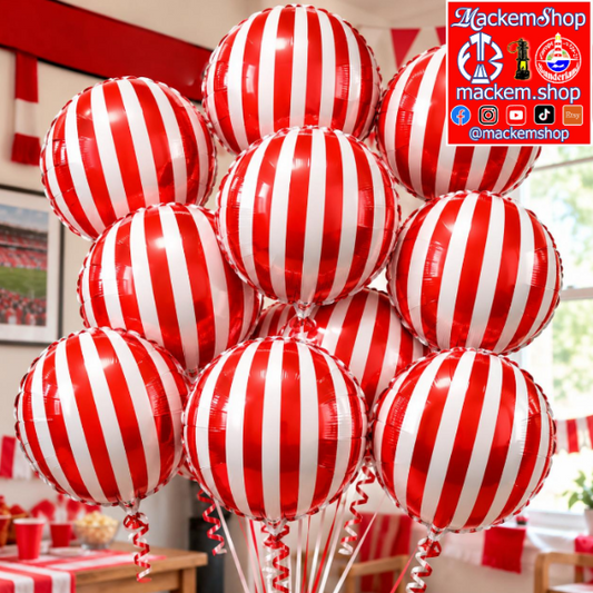 Sunderland Red & White Striped Foil Balloons | MackemShop Exclusive