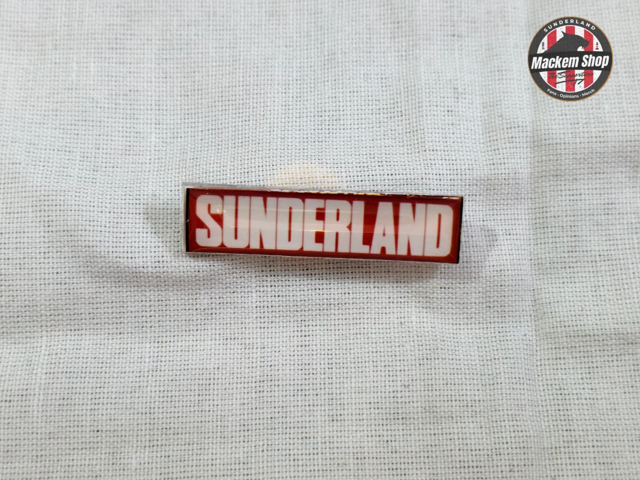 Sunderland Badge on a white background with MackemShop logo in the corner.