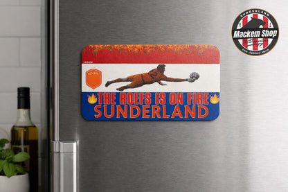 Fridge magnet of Sunderland football club wall on a metallic refrigerator.