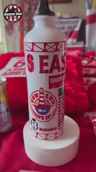 MackemShop Exclusive 750ml water bottle featuring the Six Easy Points – Euro Edition artwork.