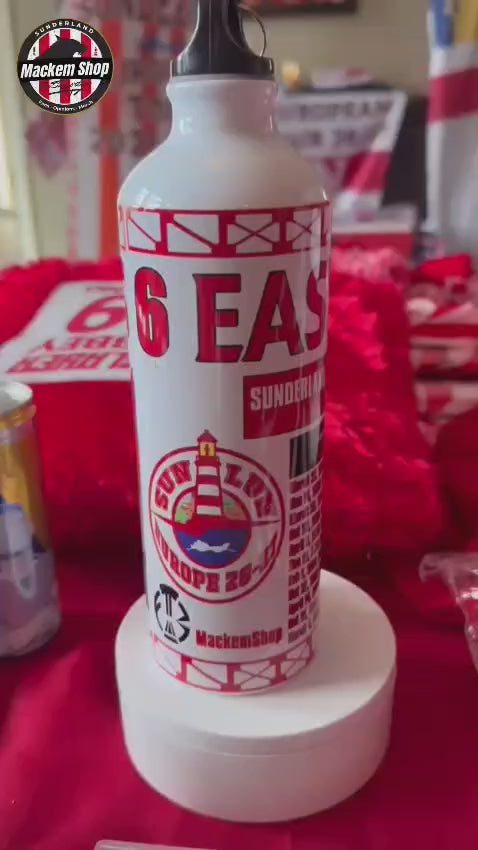 MackemShop Exclusive 750ml water bottle featuring the Six Easy Points – Euro Edition artwork.