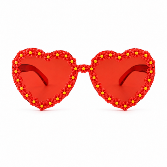 MackemLass Red Heart Daisy Colour Therapy Glasses - See Everything Through Red (and White) Eyes