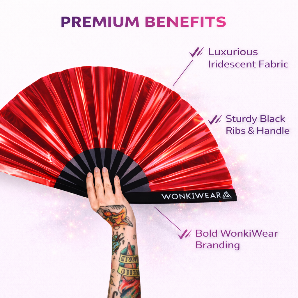 Red Iridescent XL Festival Fan