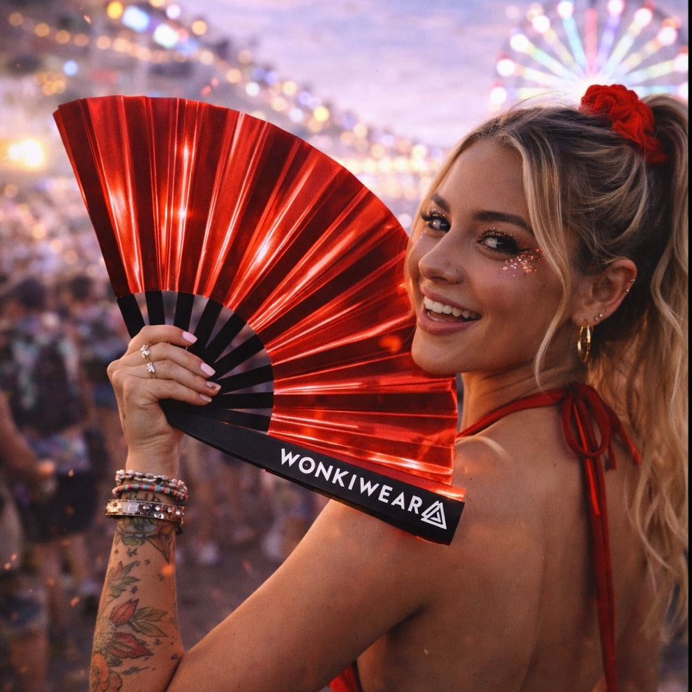 Red Iridescent XL Festival Fan