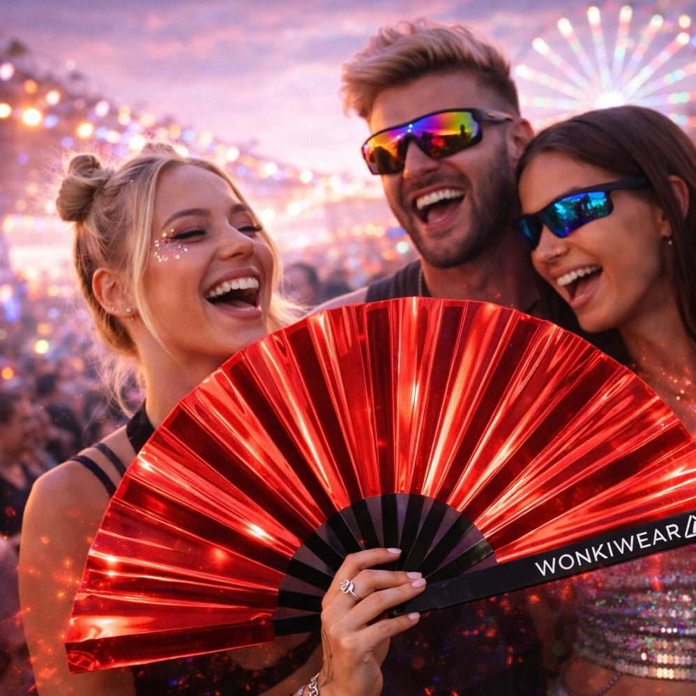 Red Iridescent XL Festival Fan