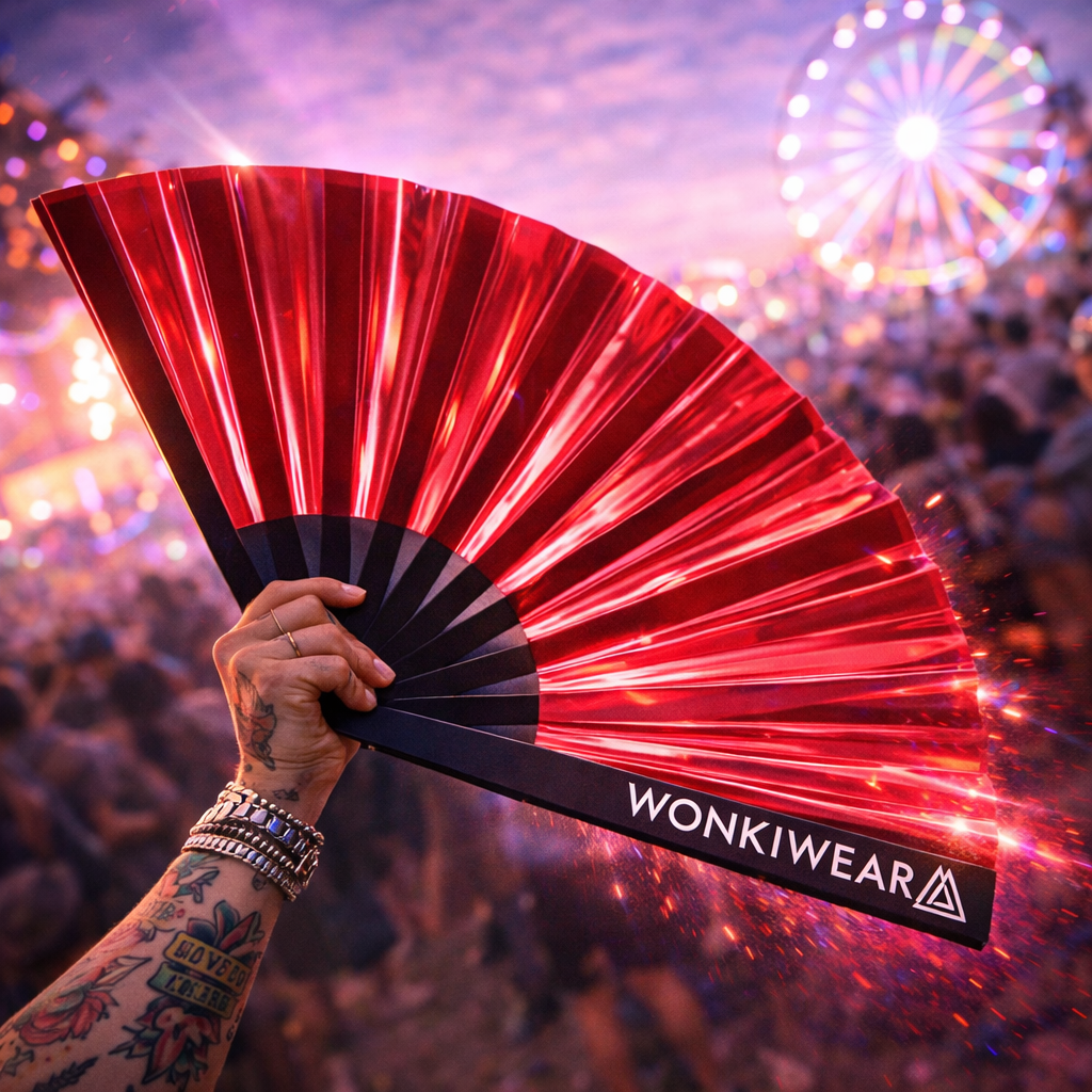 Red Iridescent XL Festival Fan