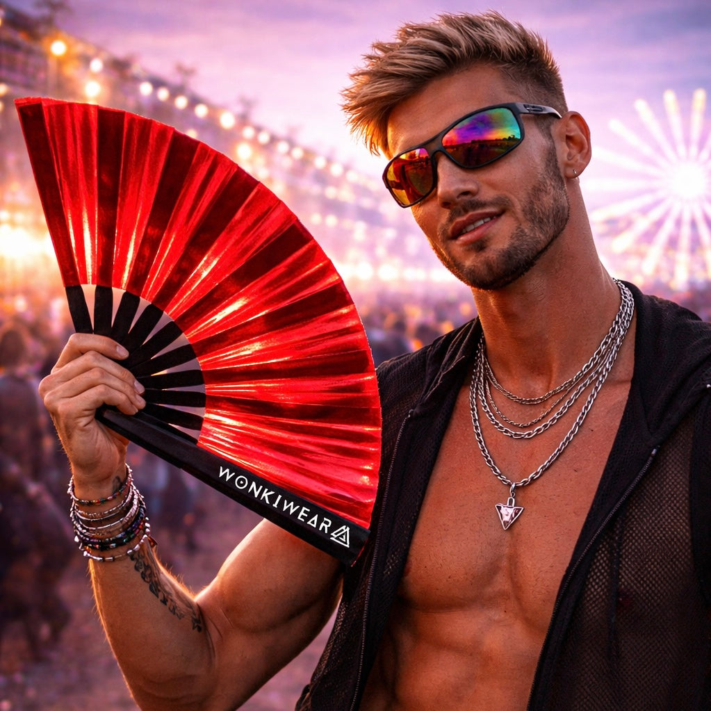 Red Iridescent XL Festival Fan