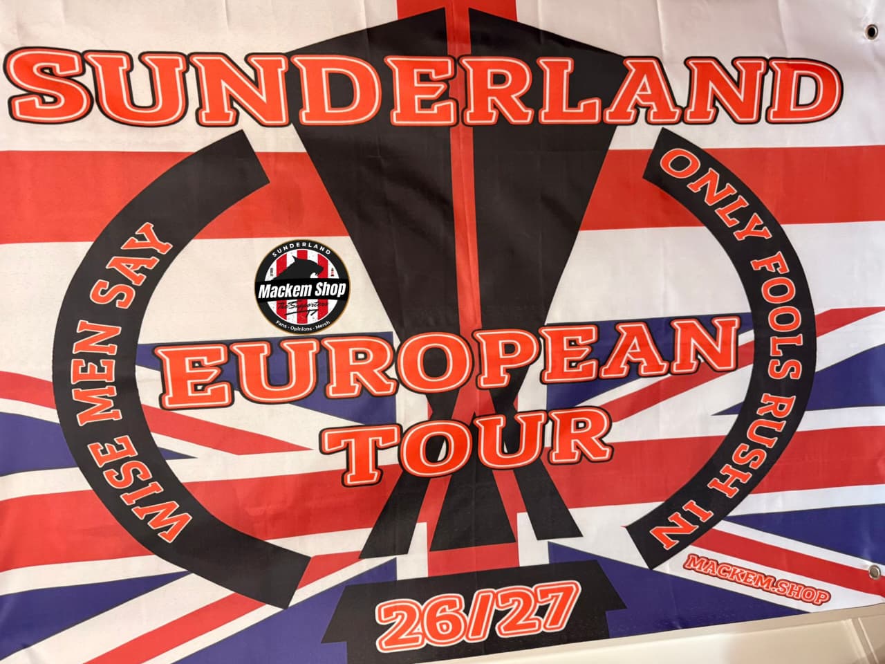  Sunderland's European tour flag with Union Jack design by MackemShop.